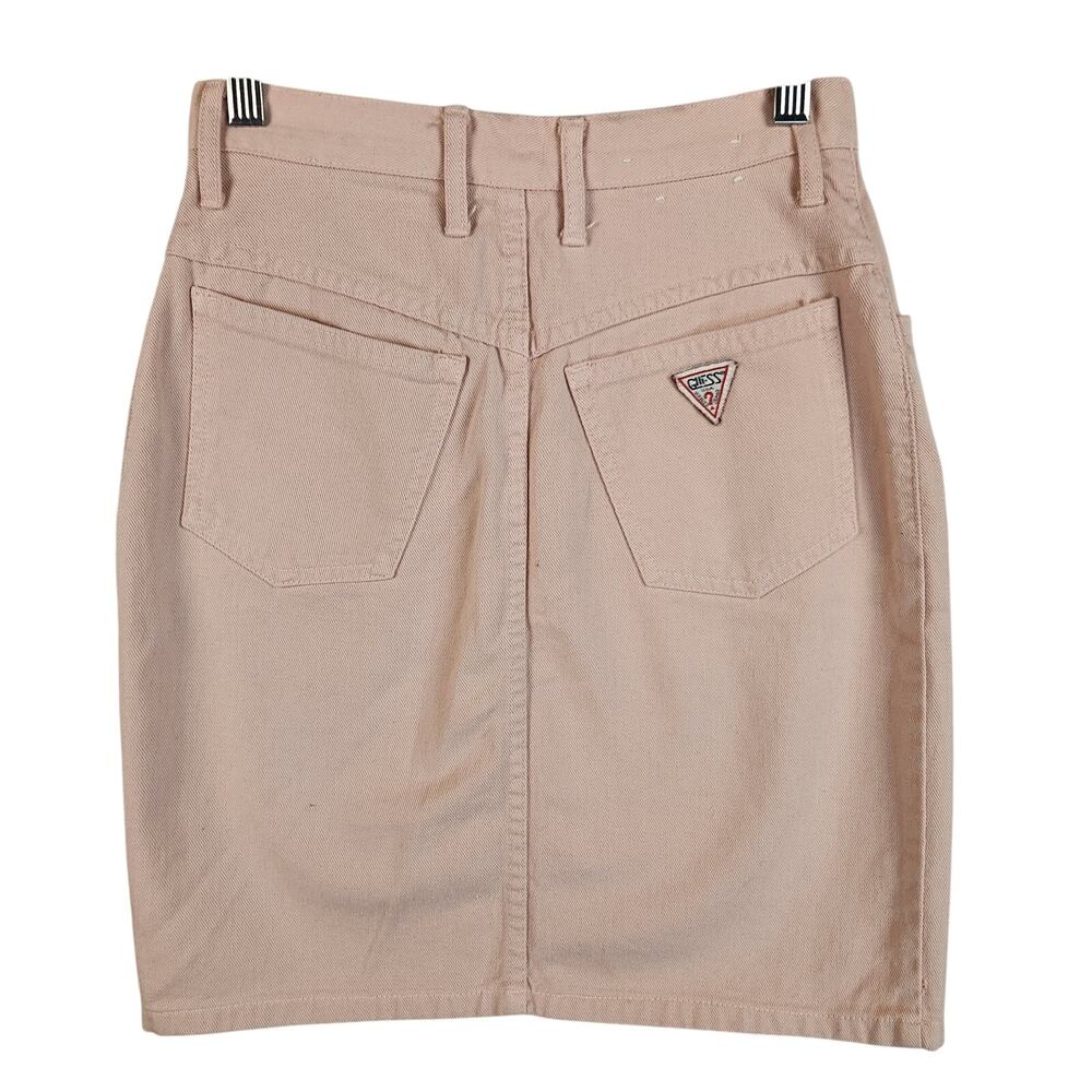 VTG 1980’s Guess Jeans Georges Marciano Baby Pink Denim Skirt Women's 28 USA